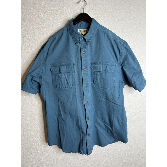 Duluth Button Up Shirt Mens 2XL XXL Green Everyday Work Two Pocket Stretch - Picture 1 of 4